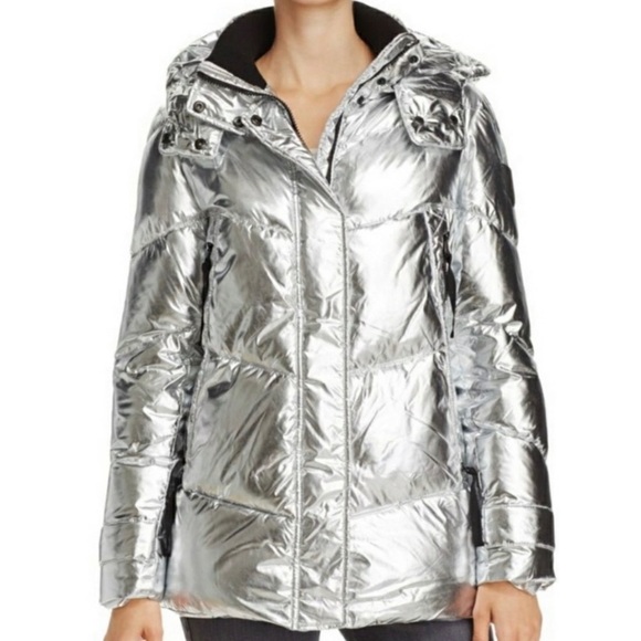 Vince Camuto Puffer Jacket Silver Chrome Winter Coat Womens Size Small New NWT - Picture 10 of 10